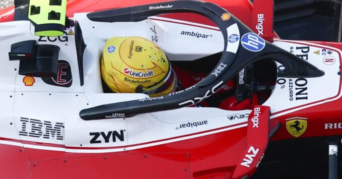 Lewis Hamilton, Ferrari SF-26, garage, helmet, 2026 F1